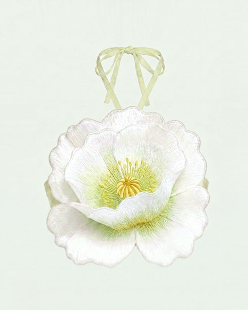 3D Floral Halter Crop Top - Ivory