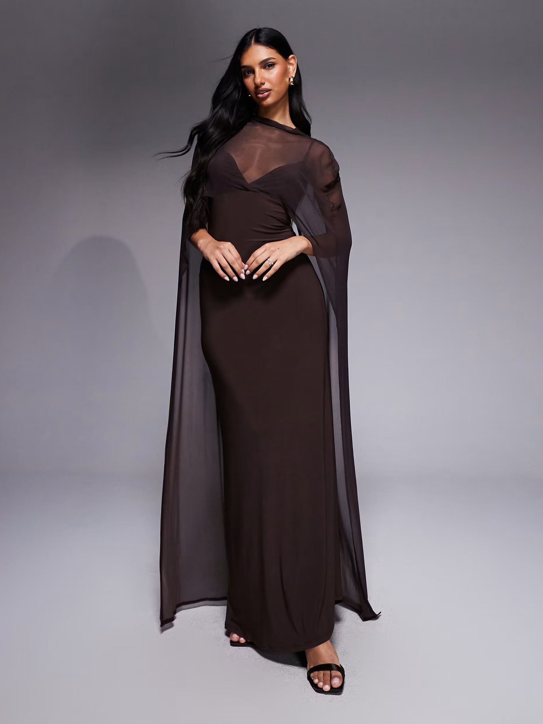 Exaggerated Cape Maxi Dress