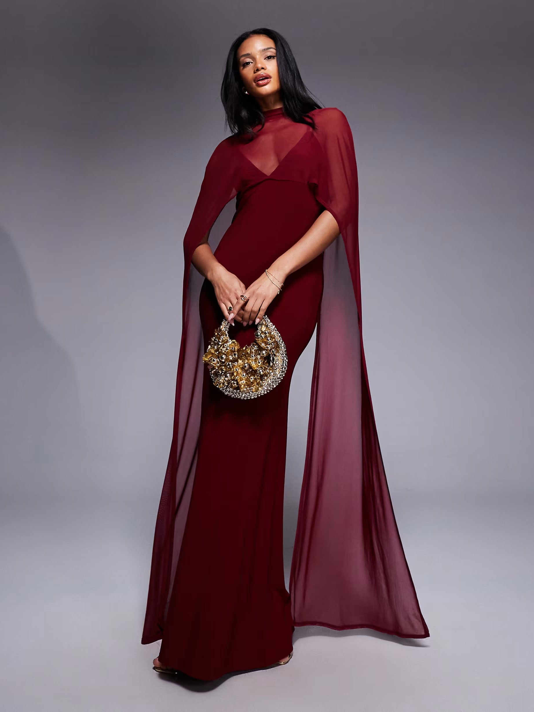Exaggerated Cape Maxi Dress