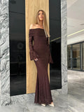 Дълга дантелена рокля Elegance