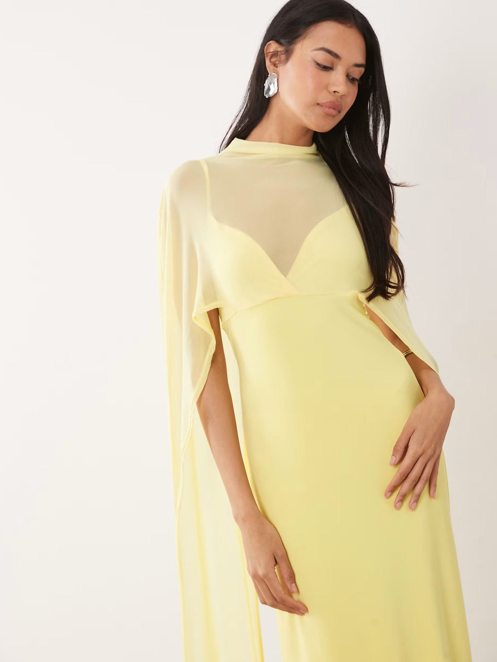 Exaggerated Cape Maxi Dress