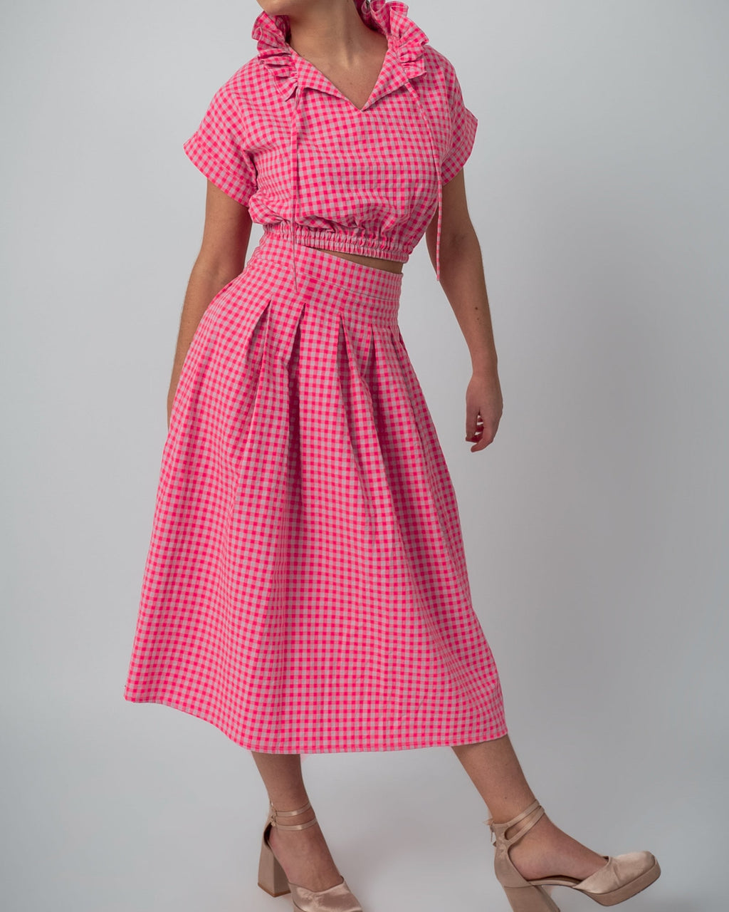 CONJUNTO DE FALDA Y TOP VICHY ROMANCE FLÚOR