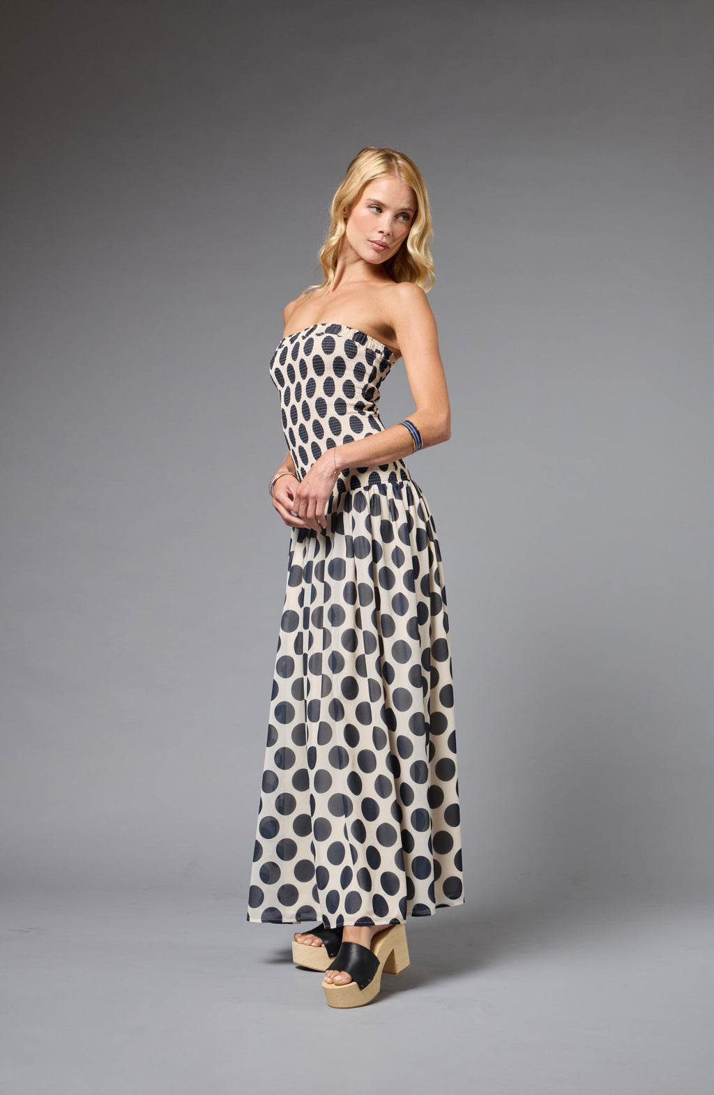 JODIE DRESS CREAM & NAVY