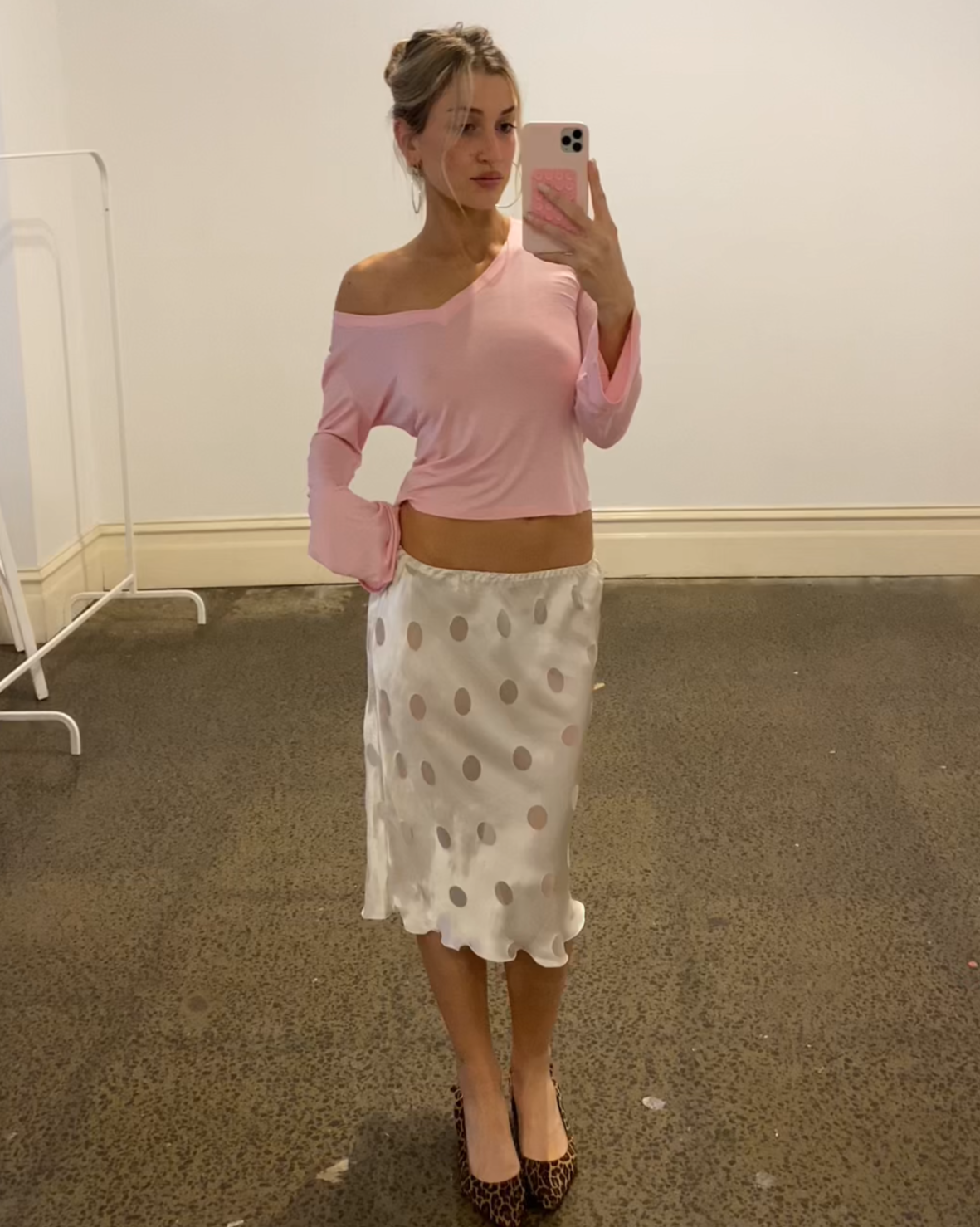 Silk Polka Midi Skirt