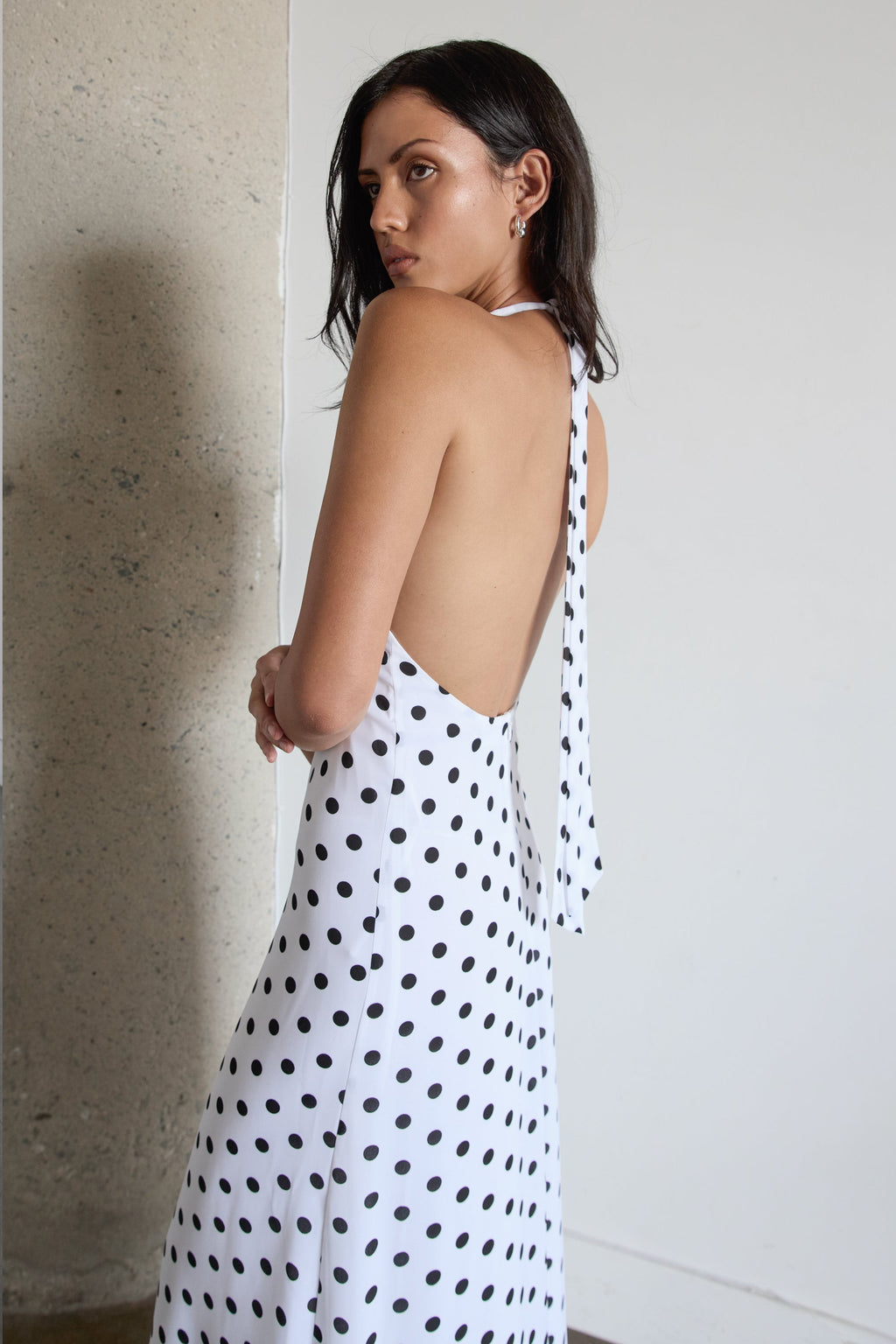 POLKA DOT V-NECK MAXI DRESS