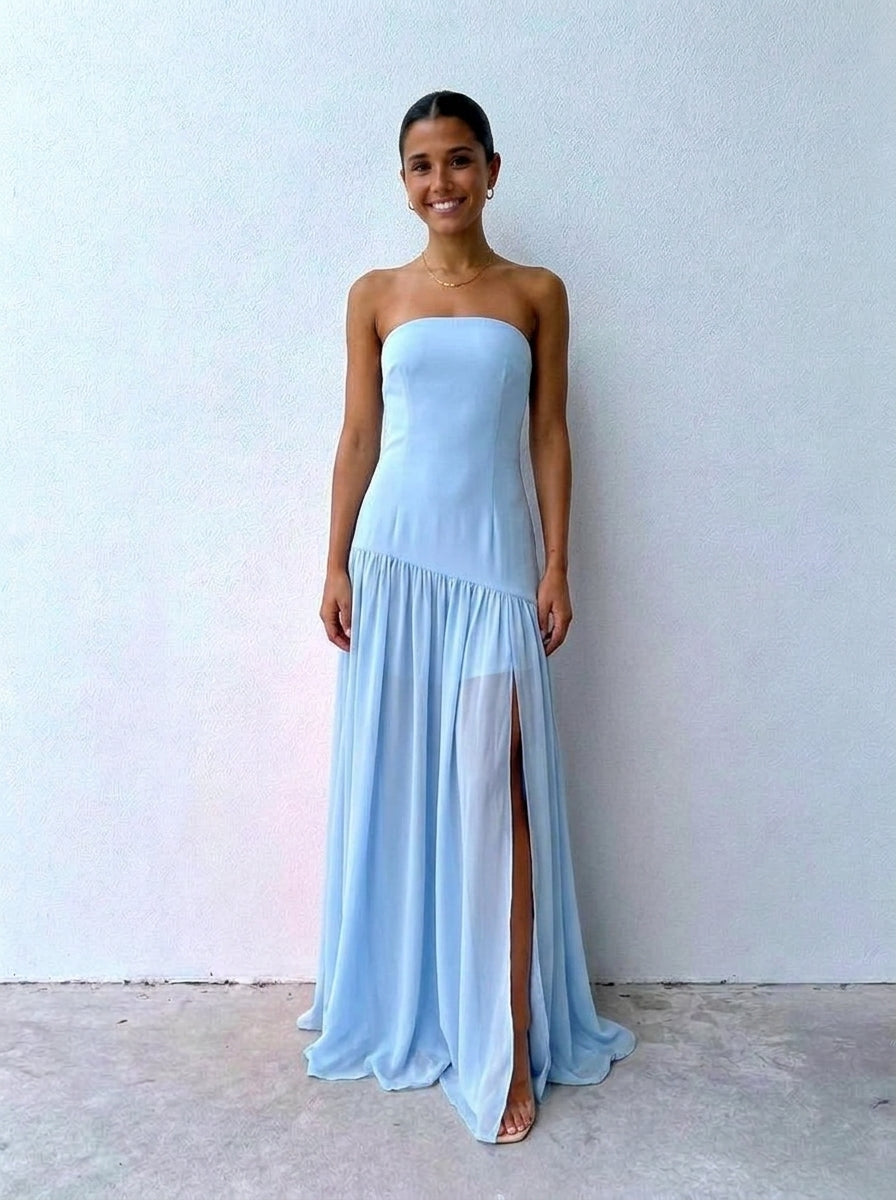 Eden Strapless Maxi Dress - Blue