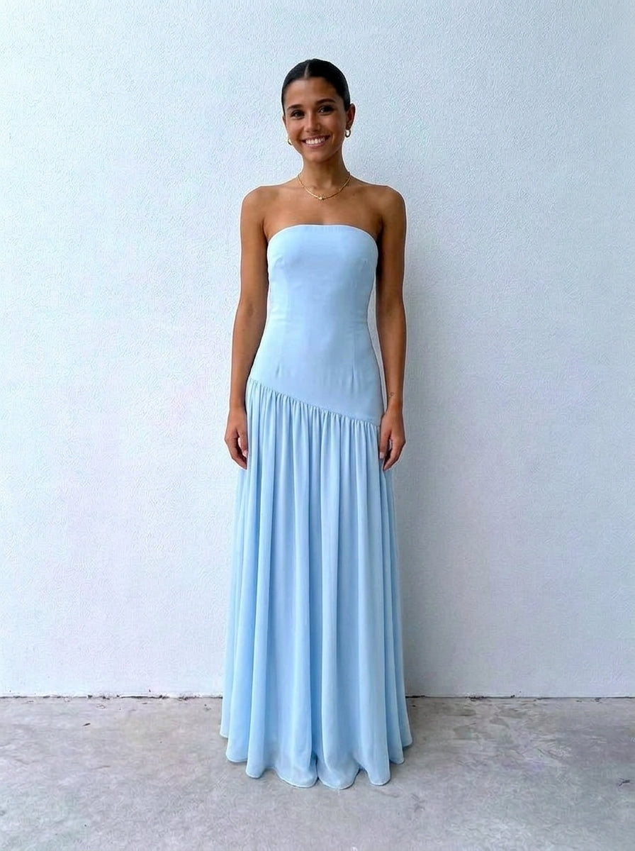 Eden Strapless Maxi Dress - Blue