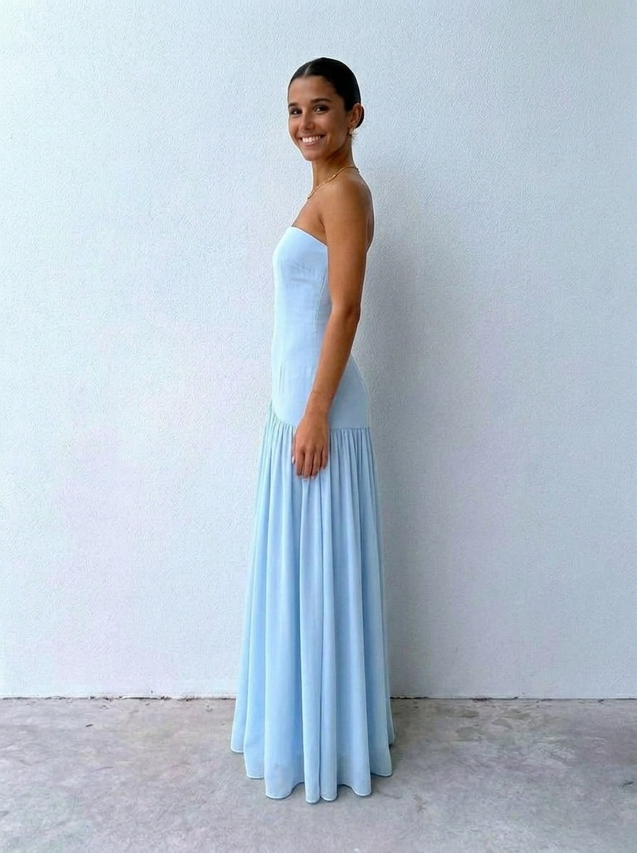 Eden Strapless Maxi Dress - Blue