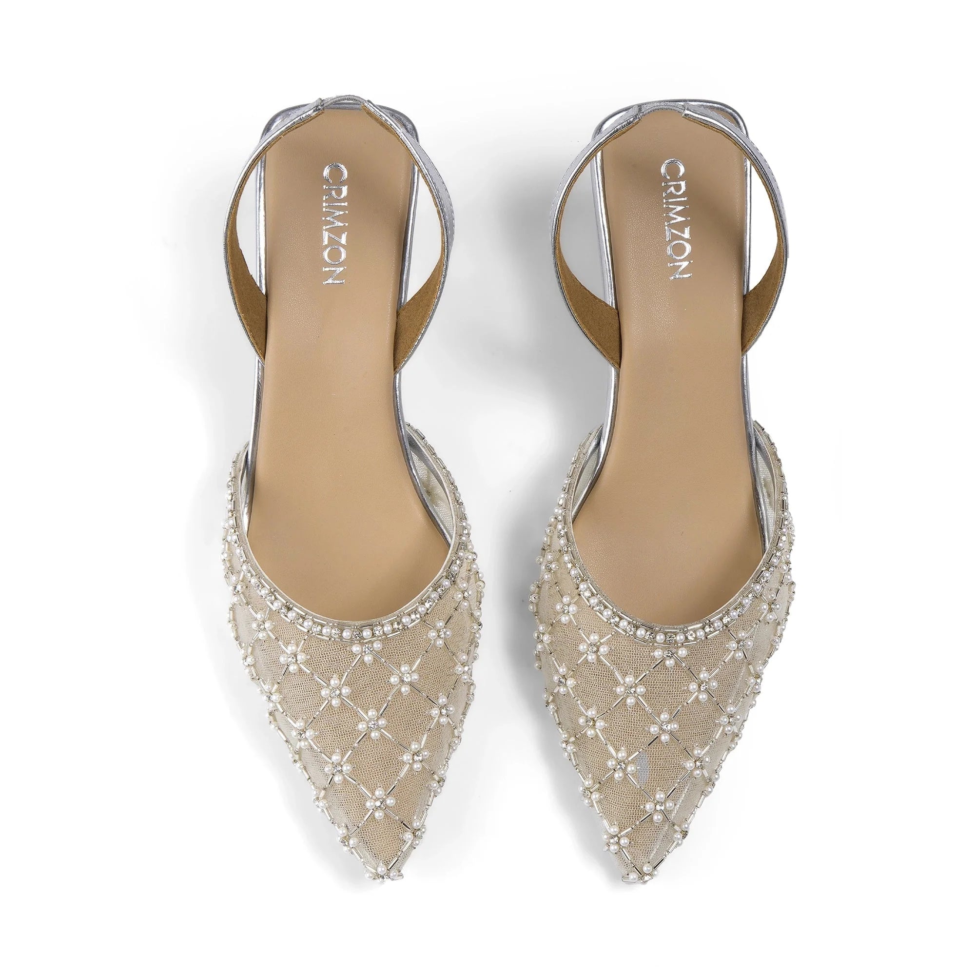 ELARA- SILVER KITTEN HEELS