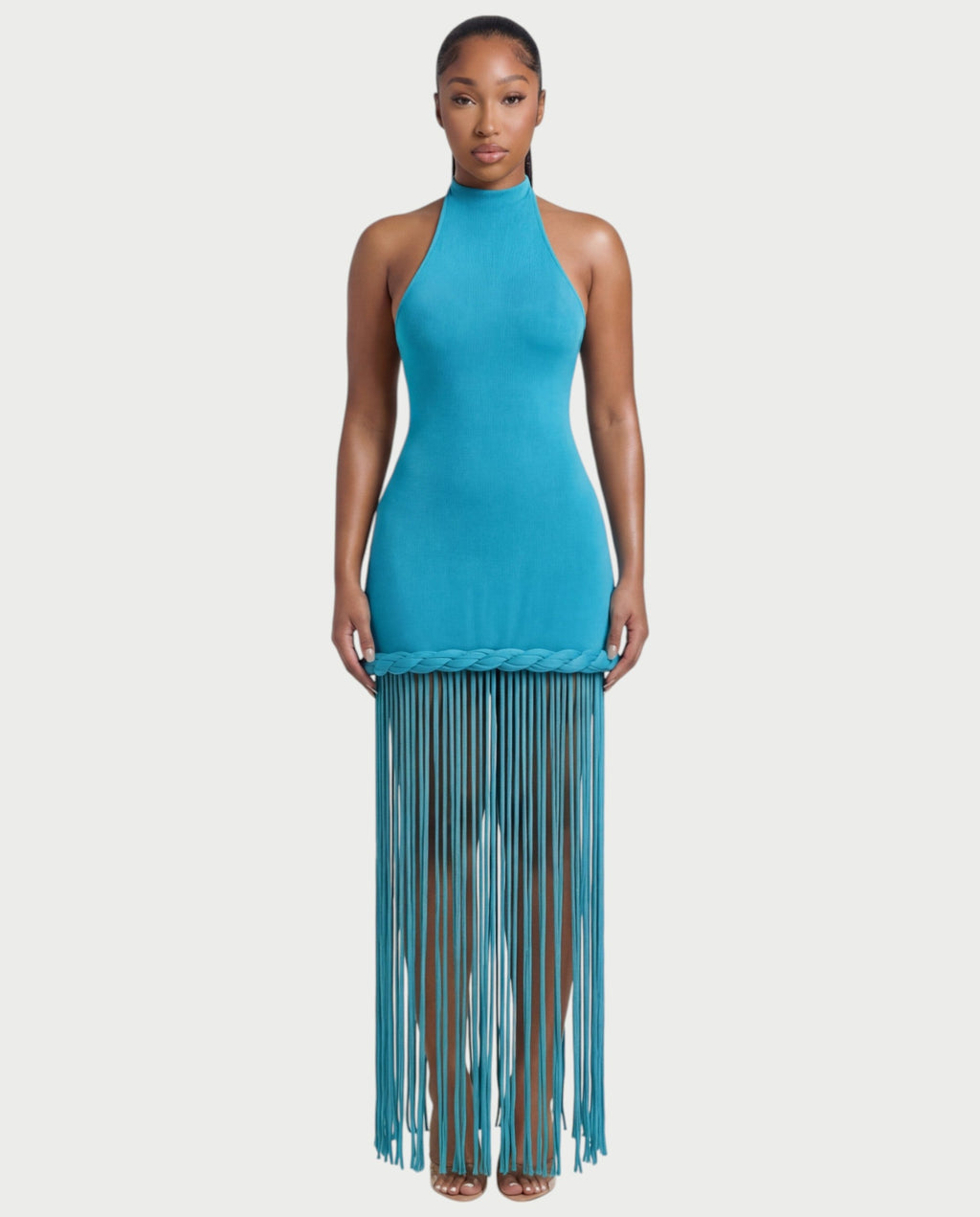 NIARA Braided Hem Bodycon Maxi Dress