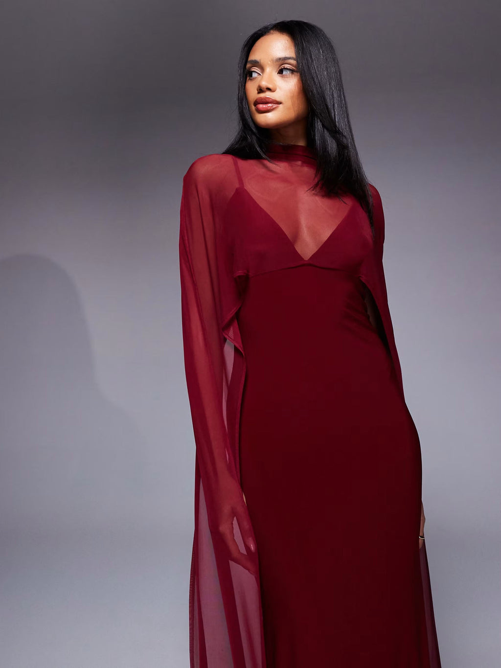 Exaggerated Cape Maxi Dress