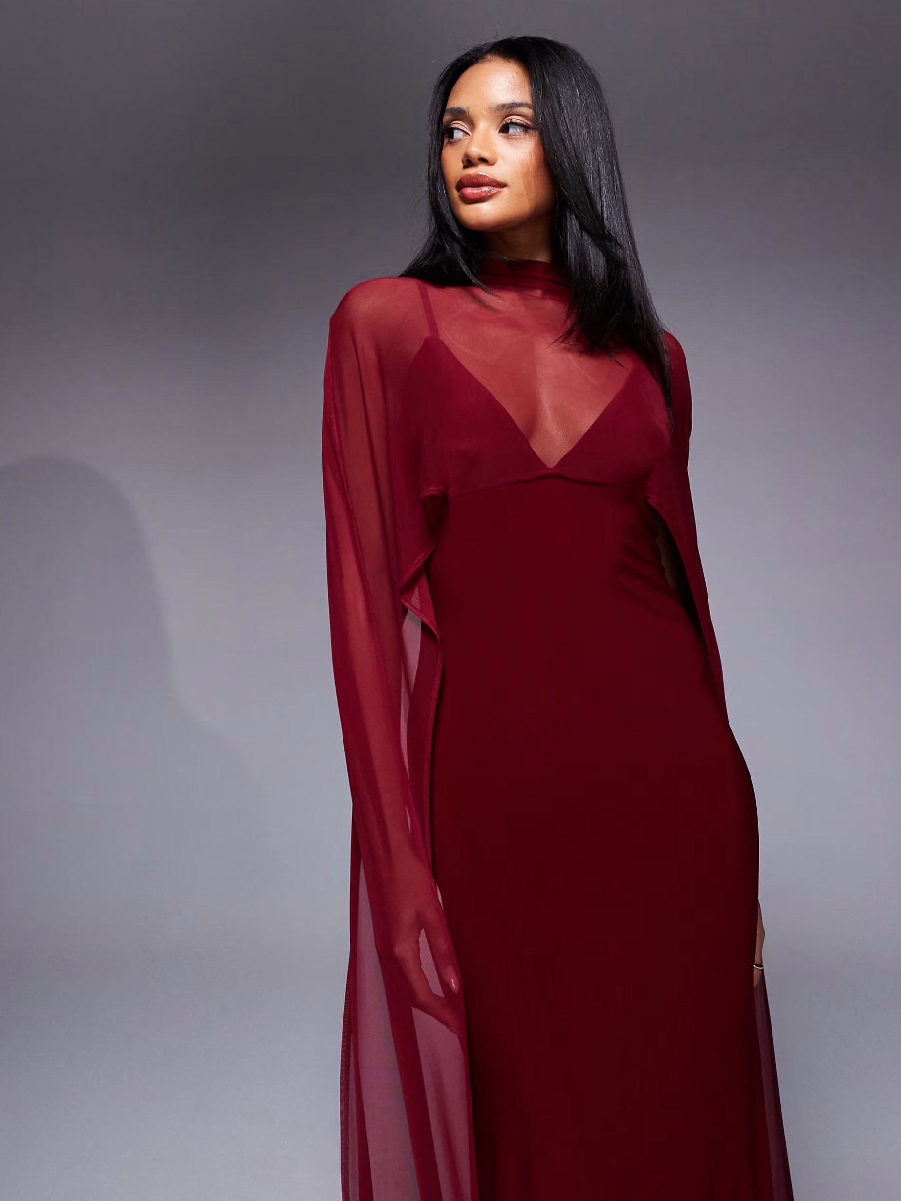 Exaggerated Cape Maxi Dress