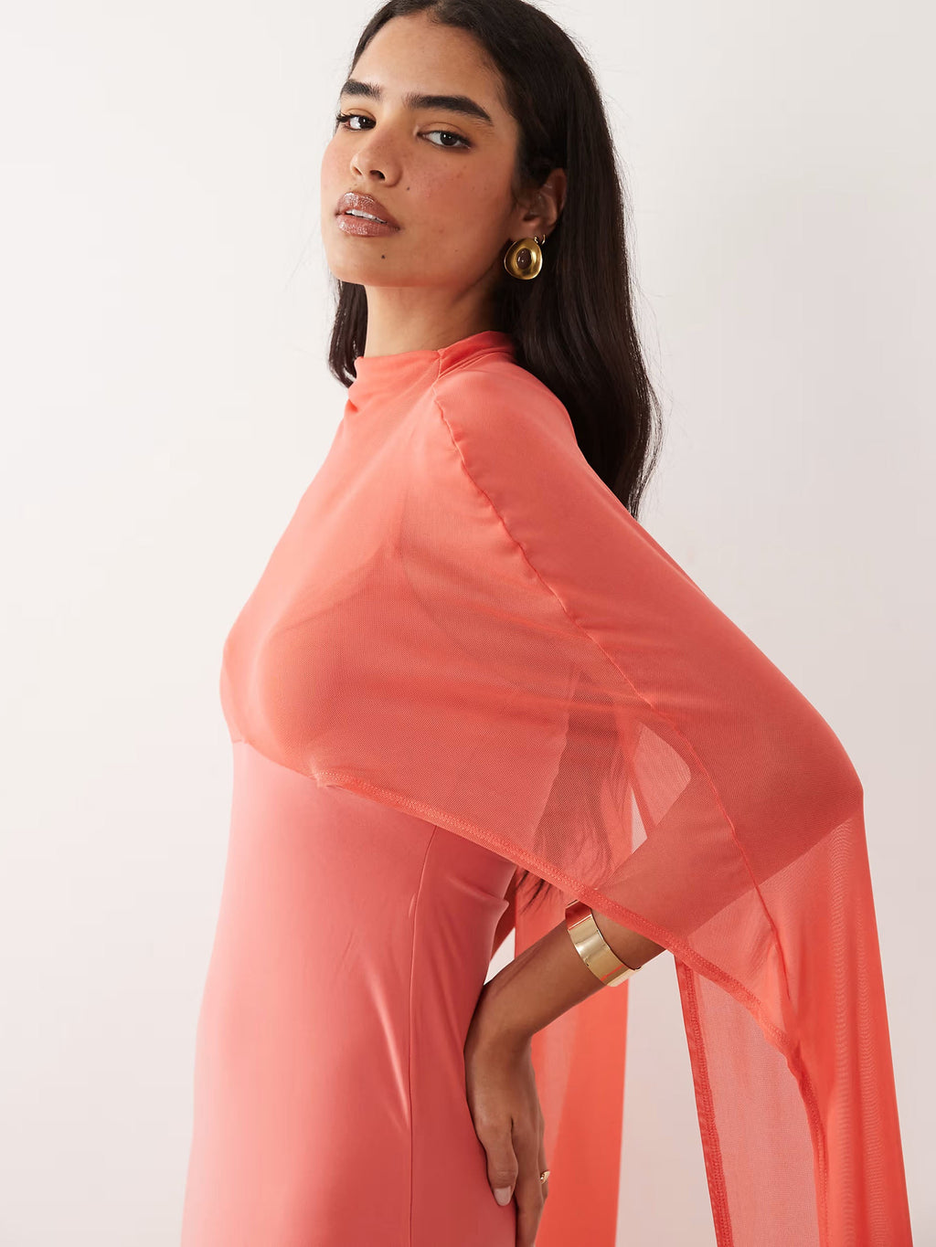 Exaggerated Cape Maxi Dress