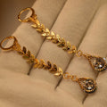 Sterling Golden Leaf Long Crystal Earings for Girls/Women - Meerzah