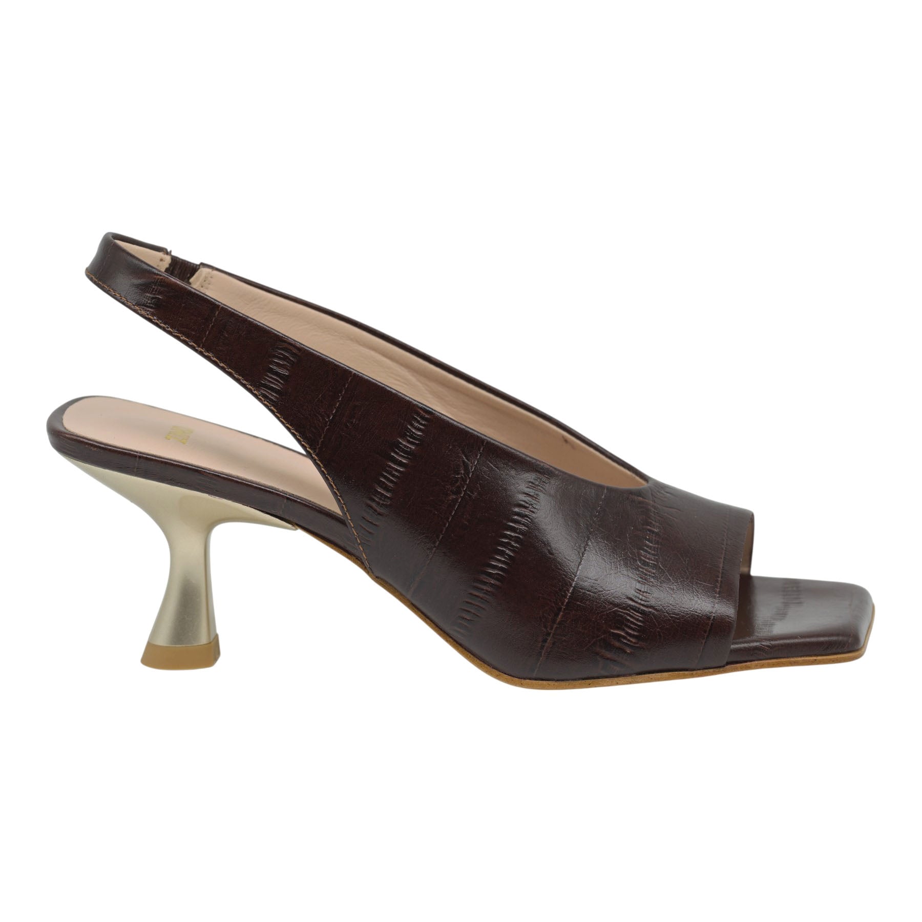 Zinda 3158 Γόβες Slingback με Καρέ Peep Toe - Choco